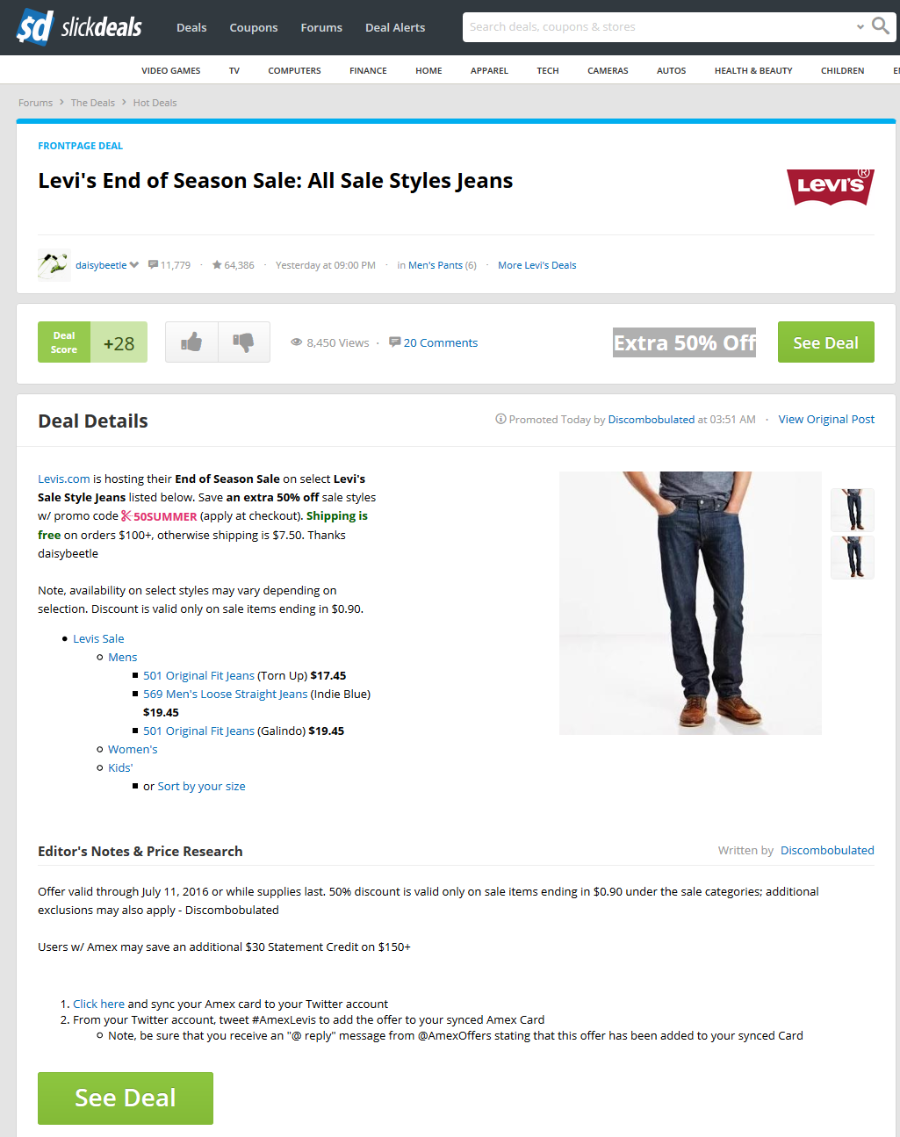 Levi's End of Season Sale- All Sale Styles Jeans - Slickdeals.net 2016-07-01 21-56-41.png