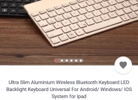 [Aliexpress] Ultra Slim Aluminium Wireless Bluetooth Keyboard LED Backlight Keyboard Universal For Android/ Windows/ IOS System for ipad ($25/무료).