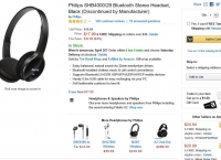 [Amazon] Philips SHB4000/28 Bluetooth Stereo Headset, Black (Discontinued by Manufacturer) ($17.99/Prime무료)