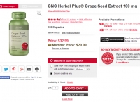 [GNC]  (포도씨 추출물)  Herbal Plus® Grape Seed Extract 100 mg 외 (2 FOR $15, Free)