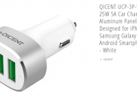 [neweggflash] QICENT- UCP-3P-WH 3 USB 25W 5A Car Charger Aluminum Panel ($4.99, Free)
