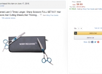 [amazon] (미용가위셑) Hand-Sharpened,Last 3 Times Longer, Sharp Scissors FULL SET ($9.99, 애드온상품)