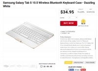 [shnoop] Samsung Galaxy Tab S 10.5 Wireless Bluetooth Keyboard Case - Dazzling White ($34.95, Free)
