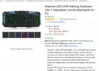 [amazon]Masione LED USB Gaming Keyboard with 7 Adjustable Colorful Backlights for PC($16.99/무료)