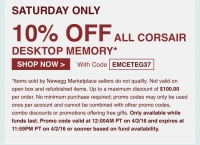 [newegg]All corsair desktop memory 10% off($다양)