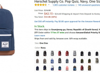 Herschel Supply Co. Pop Quiz, Navy, One Size
