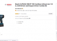 [newegg] 리퍼 Bosch CLPK232-180-RT 18V Cordless Lithium-Ion 1/2 in. Drill Driver and Impact Driver Combo Kit (150/미국내 무료)