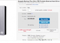[ebay] Seagate Backup Plus Slim 4TB Portable External Hard Drive with 200GB of Cloud St (109.99/fs)