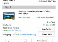 [frys] SAMSUNG LED J4000 Series TV - 32" Class ($147/fs)