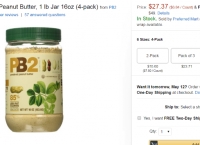 [amazon]PB2 - Bell Plantation Peanut Butter, 1 lb Jar 16oz (4-pack) ($27.37/Prime FS)