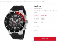 [worldofwatches] Invicta - Men's 18737 Pro Diver Analog Display Swiss Quartz Black Watch (B00X6NPX9G) ($57.49, Free)