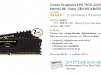 [amazon] Corsair Vengeance LPX 16GB (2x8GB) DDR4 DRAM 3200MHz (PC4-25600) C16 Memory Kit ($84.86/한국직배 $5.51)