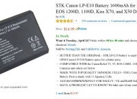 [Amazon] STK Canon LP-E10 Battery 1600mAh (Free/Prime Free)