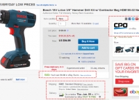 [ebay] Bosch 18V Li-Ion 3/8" Hammer Drill Kit w/ Contractor Bag HDB180-02 New ($94.99, Free)
