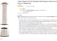 [amazon] Holan Pepper Mill Set Stainless Steel Pepper Grider Acrylic Pepper Shakers for Flavor & Seasoning ($25.99 쿠폰 적용시 $16.99/prime fs)